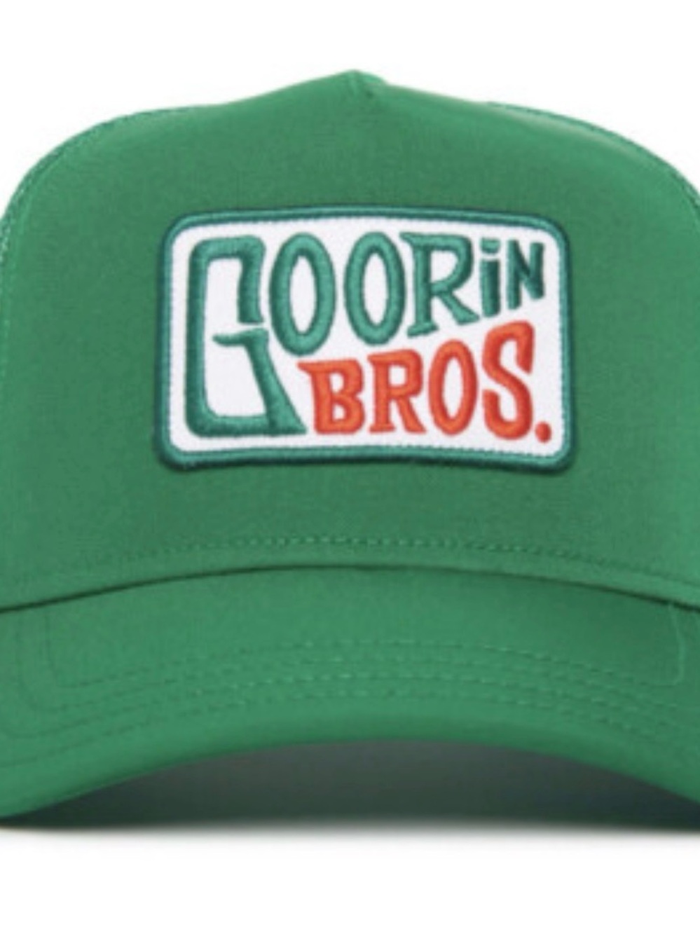 Goorin Bros Green Trucker Cap with White and Orange Patch